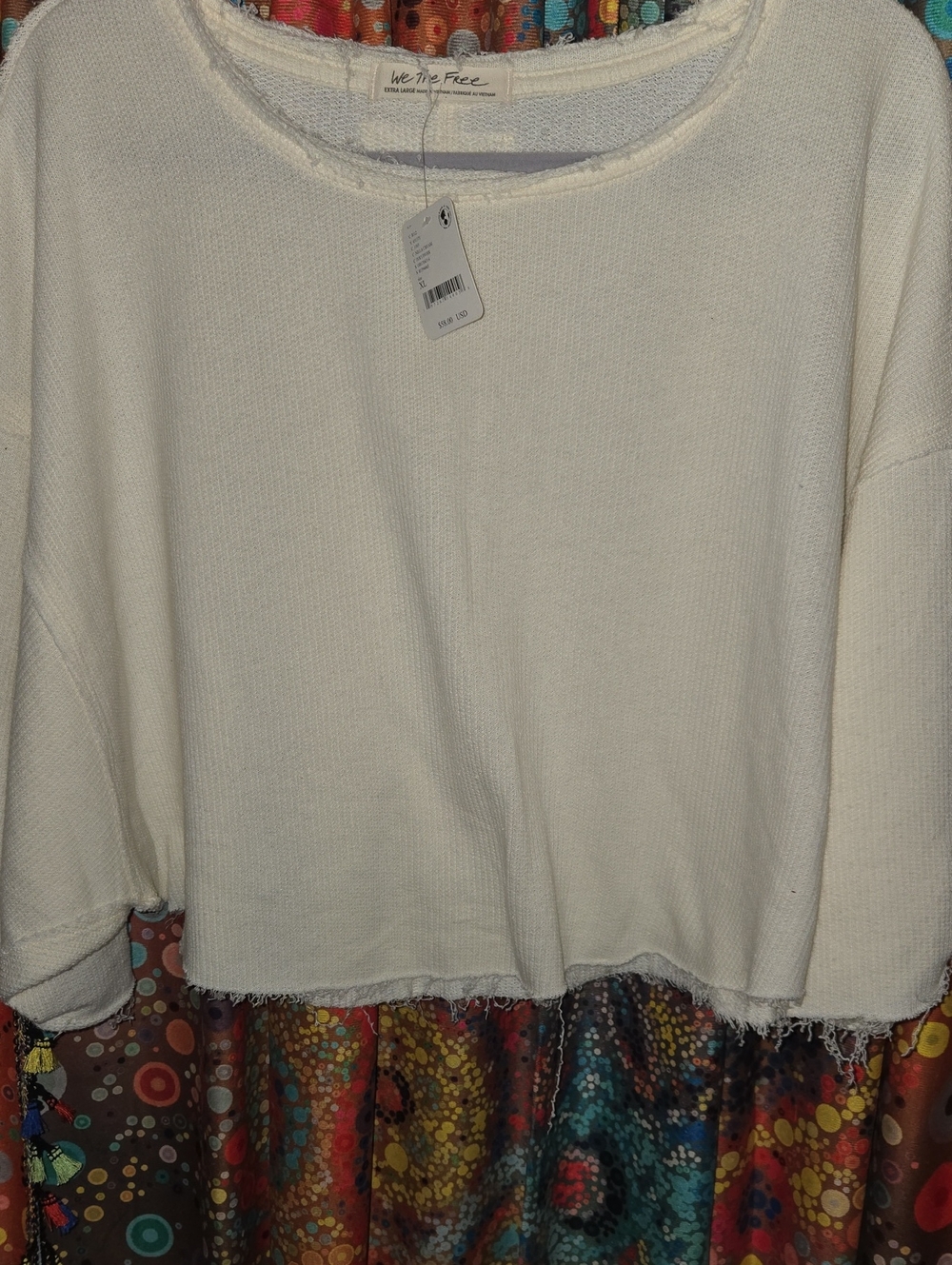 Free People NWT Cropped Short Sleeve Sweatshirt Sz. XL - Picture 4 of 10